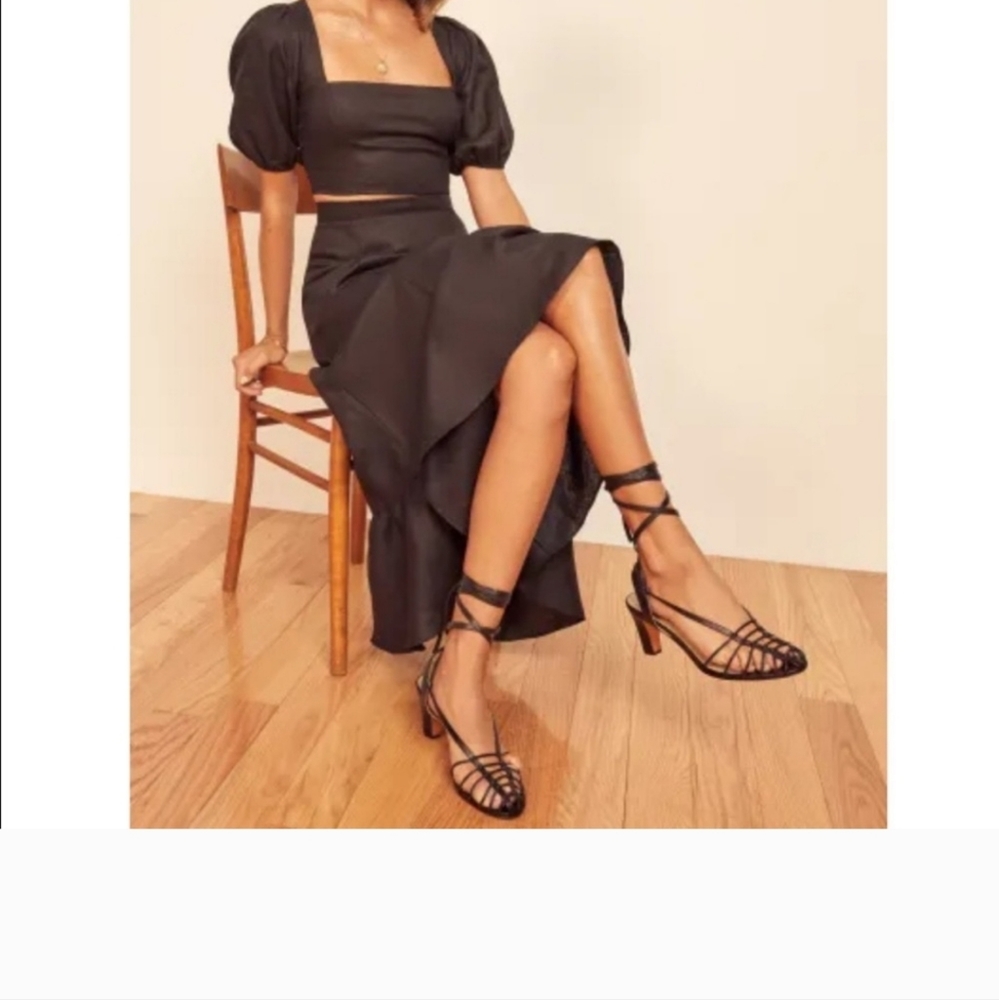 Reformation Yucca Linen Two Piece Black